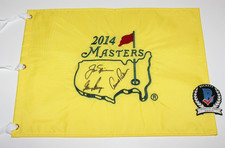 JACK NICKLAUS ARNOLD PALMER GARY PLAYER SIGNED MASTERS GOLF FLAG BECKETT COA