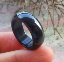 Certified Black Burma Natural A Jadeite Jade Round Circle Ring NO. 7.5    416996