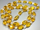 Vintage  29" Long Czech  White/Yellow Art Glass  Beads Link Necklace — photo 4