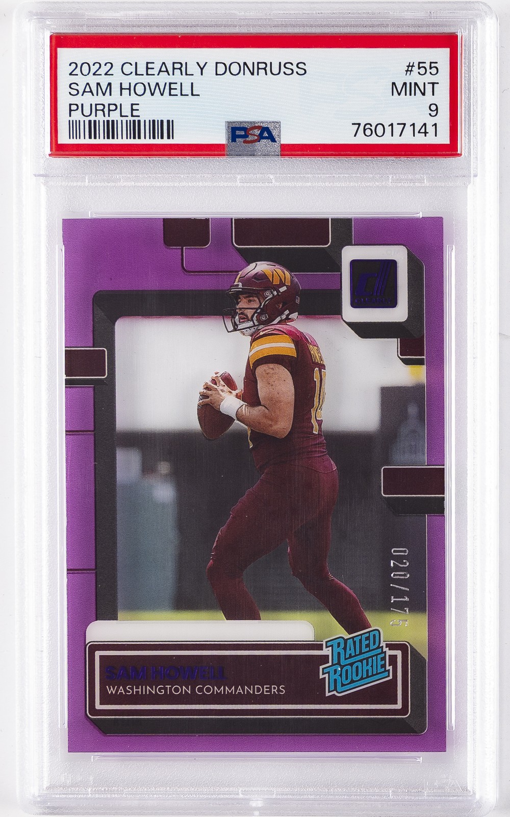 Sam Howell Panini Clearly Donruss #55 Purple