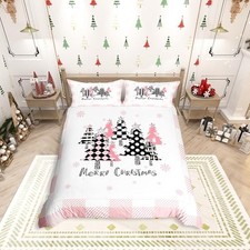 Christmas Kids Duvet Cover Set No Comforter Pink Plaid Xmas Full Xmas 15