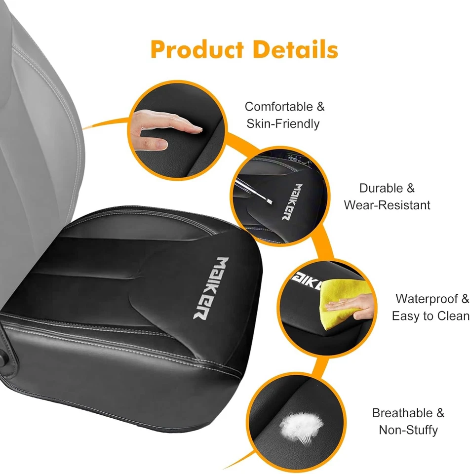 Driver Seat Bottom Replacement Cover Leather For Jeep Wrangler JK 2007-2017 Trim - Imagem 4 de 4