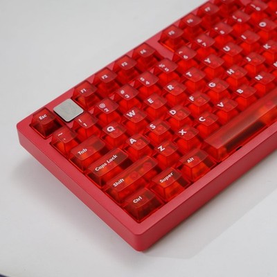 122 Keys Red Transparent Keycaps Cherry Profile Matte Keycap Set Fit for 60 6...