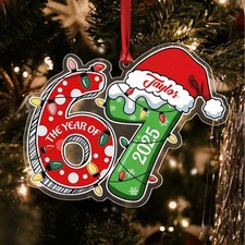Custom Name 67 Acrylic Ornament Personalized Christmas Decoration with Lights