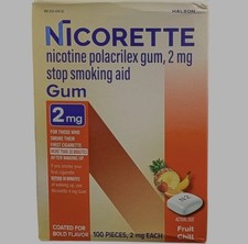Nicorette Fruit Chill 2mg Gum - 100 Count Exp 05/2028 NEW In Box