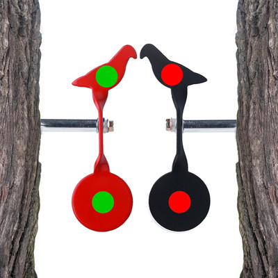 Auto-Reset Steel Shooting Targets with 360° Spin - Red & Black Bird Design for B