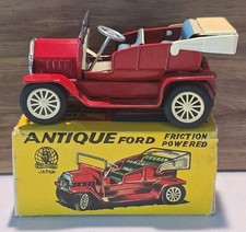Vintage Yonezawa Tin Antique Ford Friction Toy Car Japan Works w/ Original Box