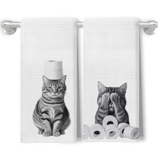 Funny Cat Bathroom Hand Towels, Cat Bathroom Decor, Cats Lover Mom Lady Gifts...