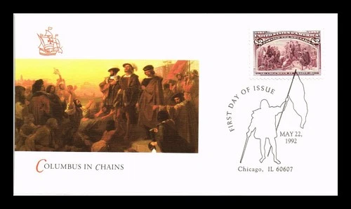FLEETWOOD US COVER FIRST DAY OF ISSUE COMMEMORATIVE STAMP COLUMBUS IN CHAINS
