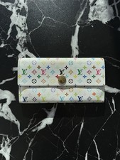 Louis Vuitton White Multicolor Takashi Murakami Sarah Wallet Pink Interior LV