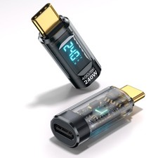 240W USB C Adapter Power Meter Tester 2 Pack - Wattage, Transparent Black