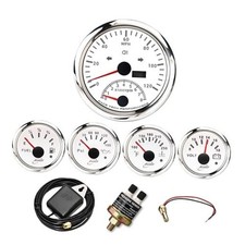 5 Gauge Set 85mm 3-3/8" 2in1 GPS Speedometer 120 MPH Tachometer 8000 White