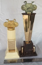 (2) Vtg Bicycle Racing trophies Cycling Race USA made 1960's