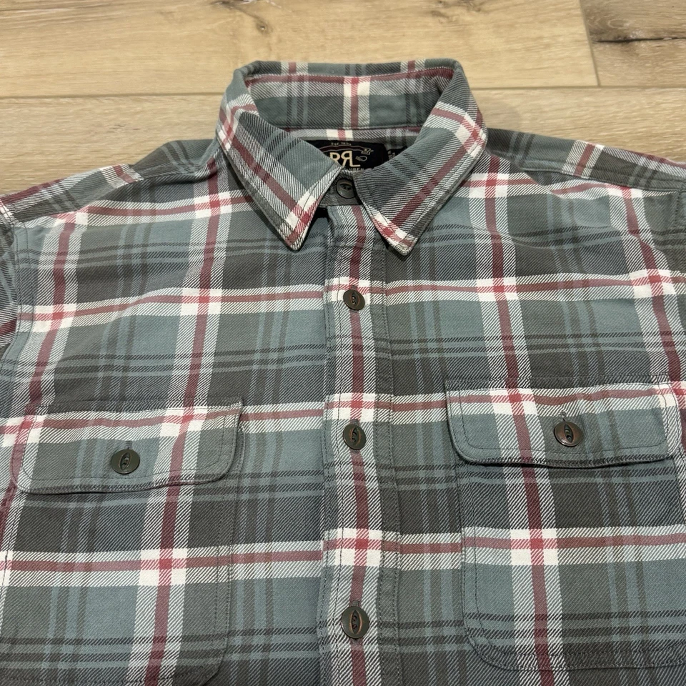 RRL Double RL Shirt Men's Medium Green Button Down Plaid Work Flannel - Image 4 of 4