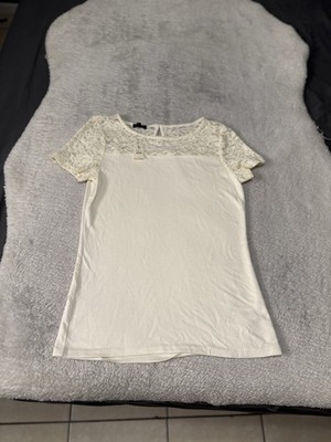New Talbots Petites Ivory Lace Short Sleeve Shirt Size SP Small Petite NWT