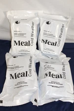 4 - U.S. Military Cold Weather MRE (MCW) Chicken ,Stroganoff, Beef ,Chili, Egg