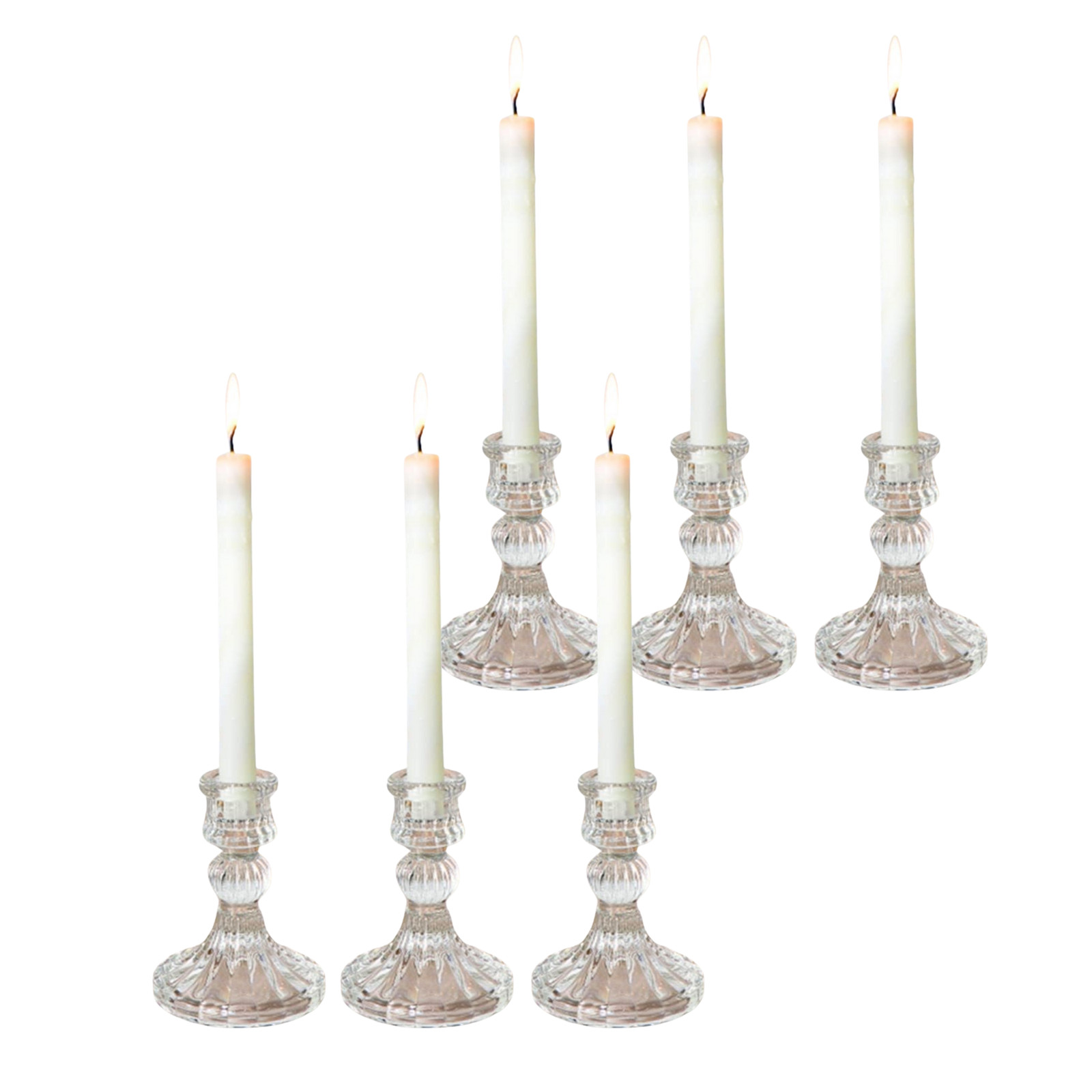 Woodside Home Living Vintage Style Glass Dinner Candle Holder Set of 6
