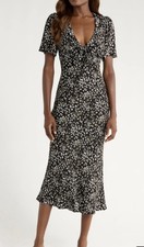 Reformation Tyra Floral Short Sleeve Midi Dress Size: 2 Black Floral