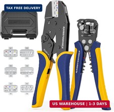 6 in 1 Crimping Tool Kit and Wire Stripper, Ratcheting Wire Crimper with 6 PCS I