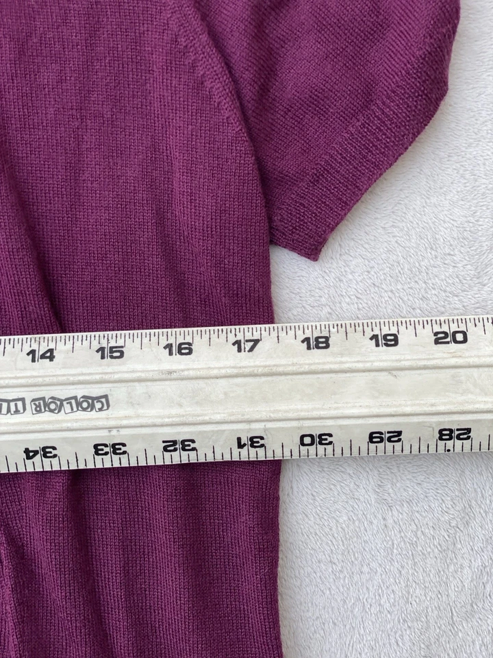 DKNY 100% Wool Cap Sleeve Top Purple Coquette Soft Tight Knit Y2k VTG - Image 4 of 4