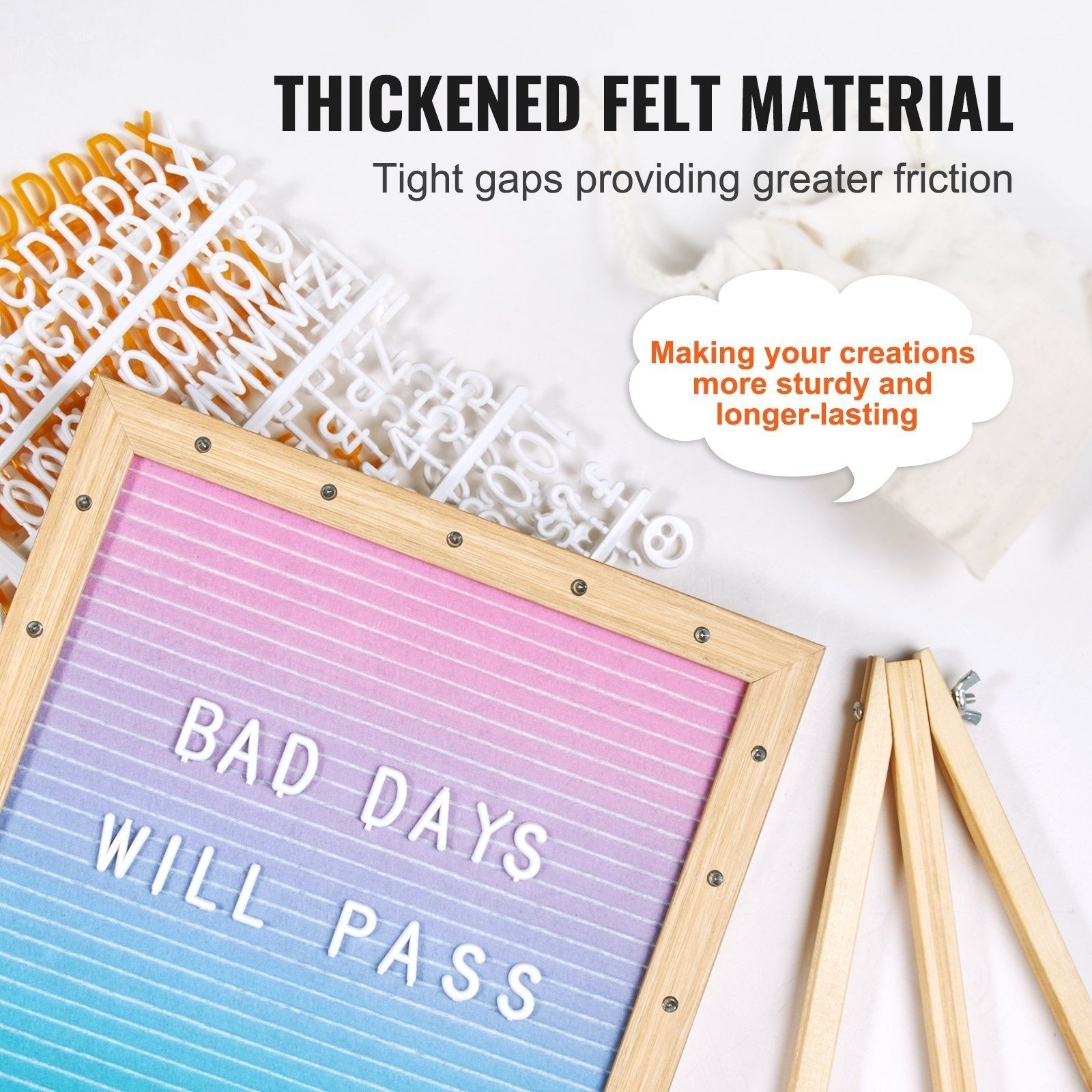 Gradient Felt Letter Board, 10"x10" Felt Message Board, Changeable Sign Bo