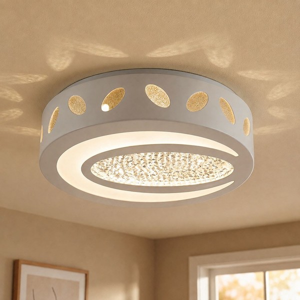 Deckenlampe Deckenleuchte Wohnzimmerlampe LED Kristall Flurlampe Weiß D 40 Cm-image