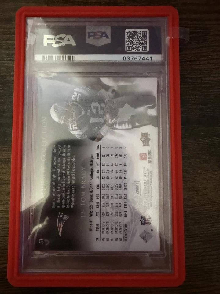 2008 UD EXQUISITE COLLECTION #57 TOM BRADY PATRIOTS #44/75 PSA 8 NM-MT - Image 4 of 4