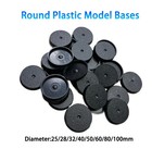 Bases de maquette rondes noires en plastique pour maquettes miniatures jeux de table dia 25mm-100mm