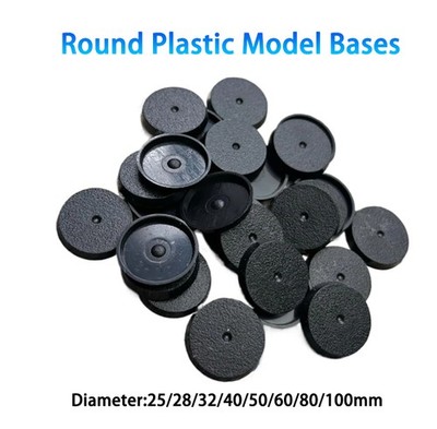Black Round Plastic Model Bases for Miniature Models Table Games Dia 25mm-100mm