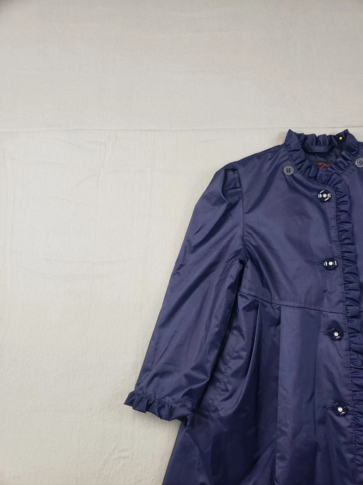 Abrigo Chaqueta Rothschild Niñas 5 Azul Volantes Abotonados Invierno Comodidad Relajado Foto 2 de 4