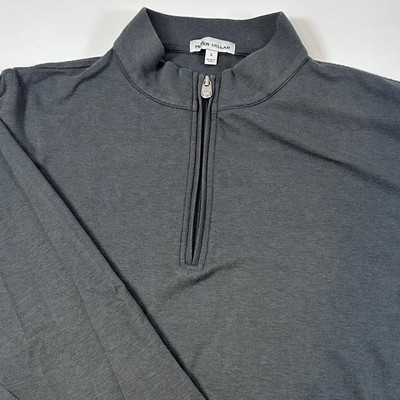 Peter Millar Mens Large Gray 1/4 Zip Pullover Long Sleeve Shirt Golf Casual