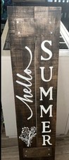 Hello Summer Wooden Porch Sign 40  H Cute welcome sign for front porch Stained