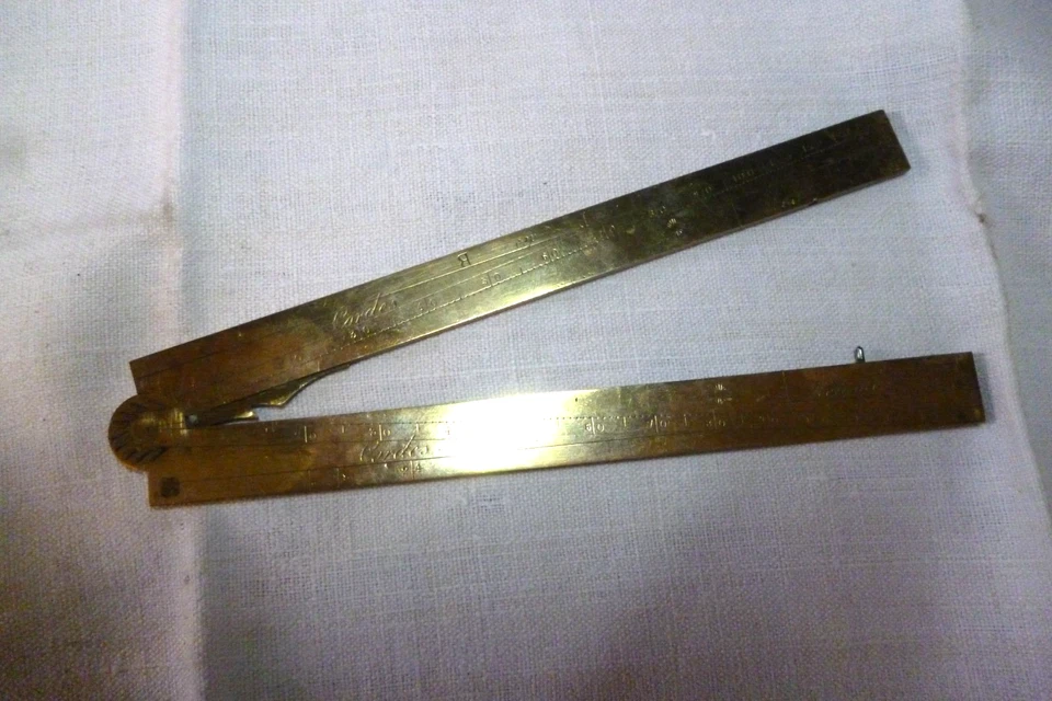 Pied du roi en laiton gravé compas de proportion XVIIIe - Photo 3/4