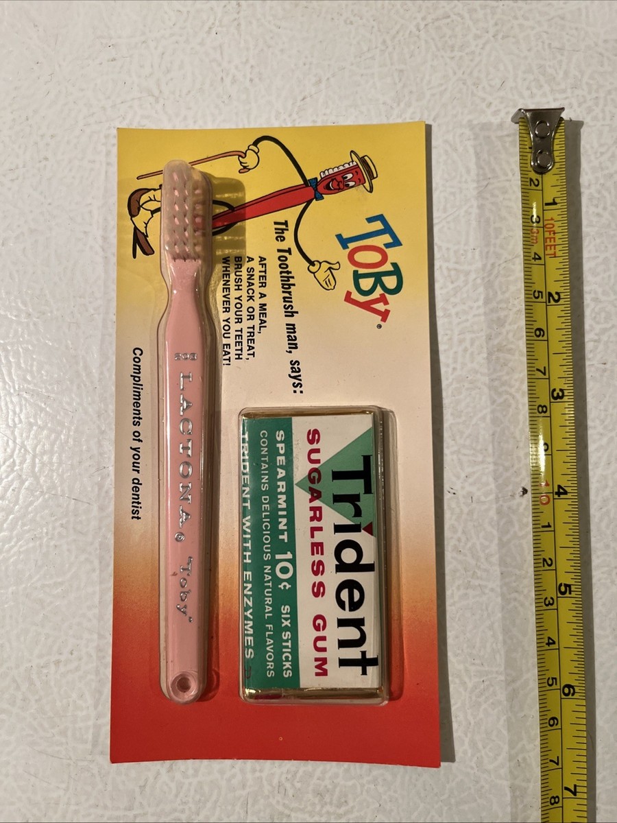 Vintage 1960s Dentist Dental Toby Toothbrush Trident Gum Pack NOS