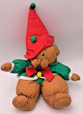 Bon Marche Elf Santa Bear Parachute Nylon Christmas Plush Stuffed Toy Vtg 1991