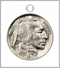 INDIAN HEAD NICKEL Pendant - Authentic Vintage US Coin - Pre-drilled - Jump Ring