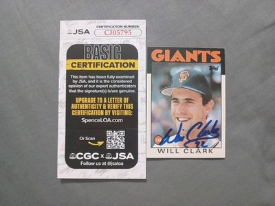 WILL CLARK 1986 Topps Traded # 24T autographed signed S.F. GIANTS 86 JSA ROOKIE