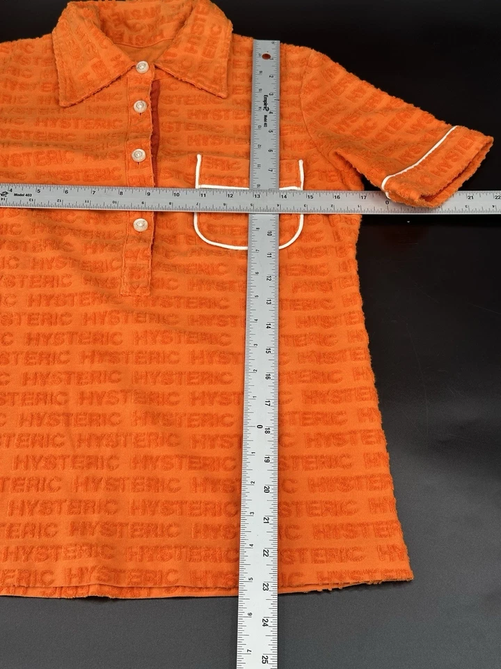 Camiseta Polo Top Camiseta De Colección Años 90 Hystérico Glamour Logo Estampado Completo Terry Naranja Foto 4 de 4