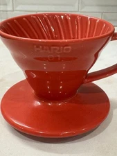 Hario V60 Red Ceramic Coffee Dripper Cone Manual Pour Over Brewer 1-2 Cups