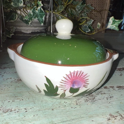 Vintage Antique Stangl Thistle Pattern Covered Condiment Bowl 4"