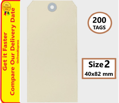 200 x Size 2 Esselte Buff Manilla Shipping Tags 40 x 82 mm