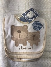 Gerber 3pk Baby Infant Feeding Bib Bibs Waterproof Liner Unisex Brown Bear Bib
