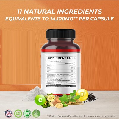 L-Citrulline 14,100 mg with L-Arginine/Taurine, Ashwagandha, Creatine 180Caps