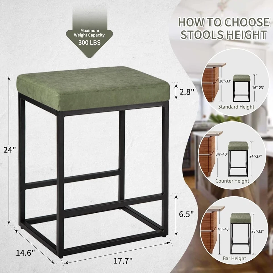 Counter Height Bar Stools,24 inch Bar Height Stools, SET of 2 - Image 2 of 4