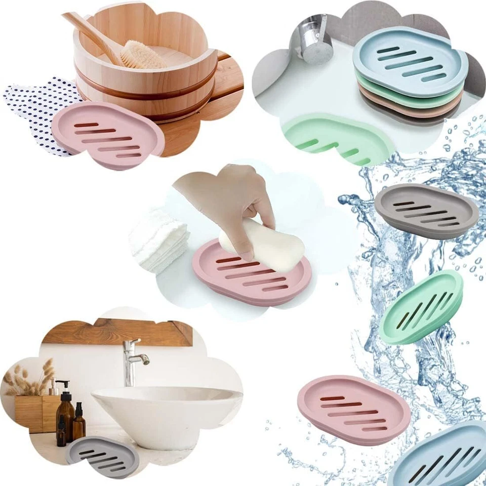 Contenedor autodrenaje soporte para jaboneros estuche baño ducha cesta caja de almacenamiento Foto 3 de 4