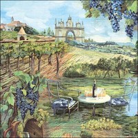 "20 Servietten\"Vineyard\" Weinberg Landschaft Burg Wein FrüChte Weintrauben 33X33"