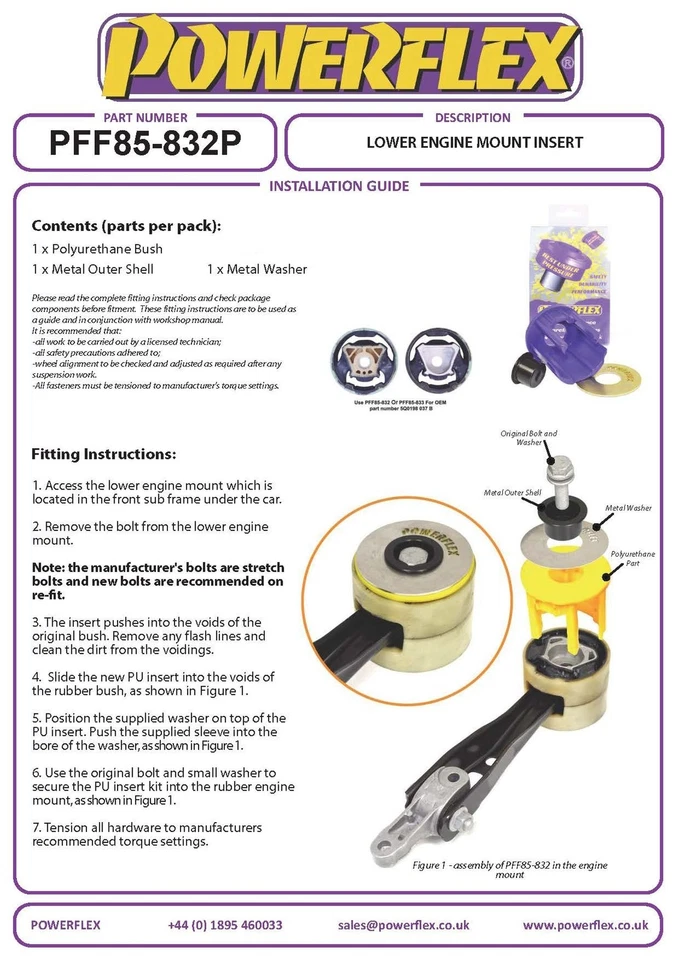 Inserti Grandi Per Supporto Motore Powerflex Per VW Tiguan 16- PFF85-832P - Immagine 4 di 4