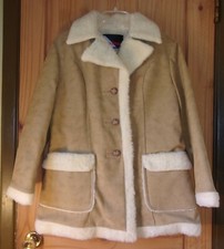 Wiman Tan Faux Shearling Coat Made in the USA, Women's M