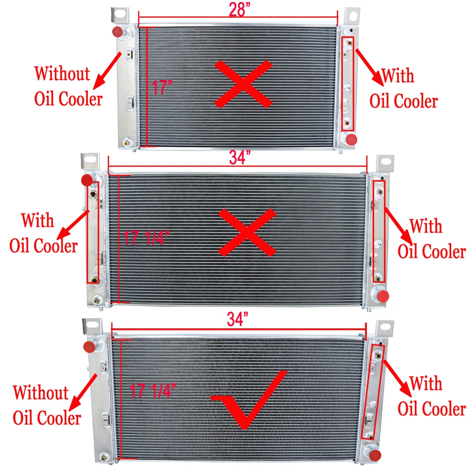 Aluminum 3 ROW Radiator For 1999-2014 Chevy Silverado 2500 3500 Yukon GMC Sierra — 第 2/4 张图片