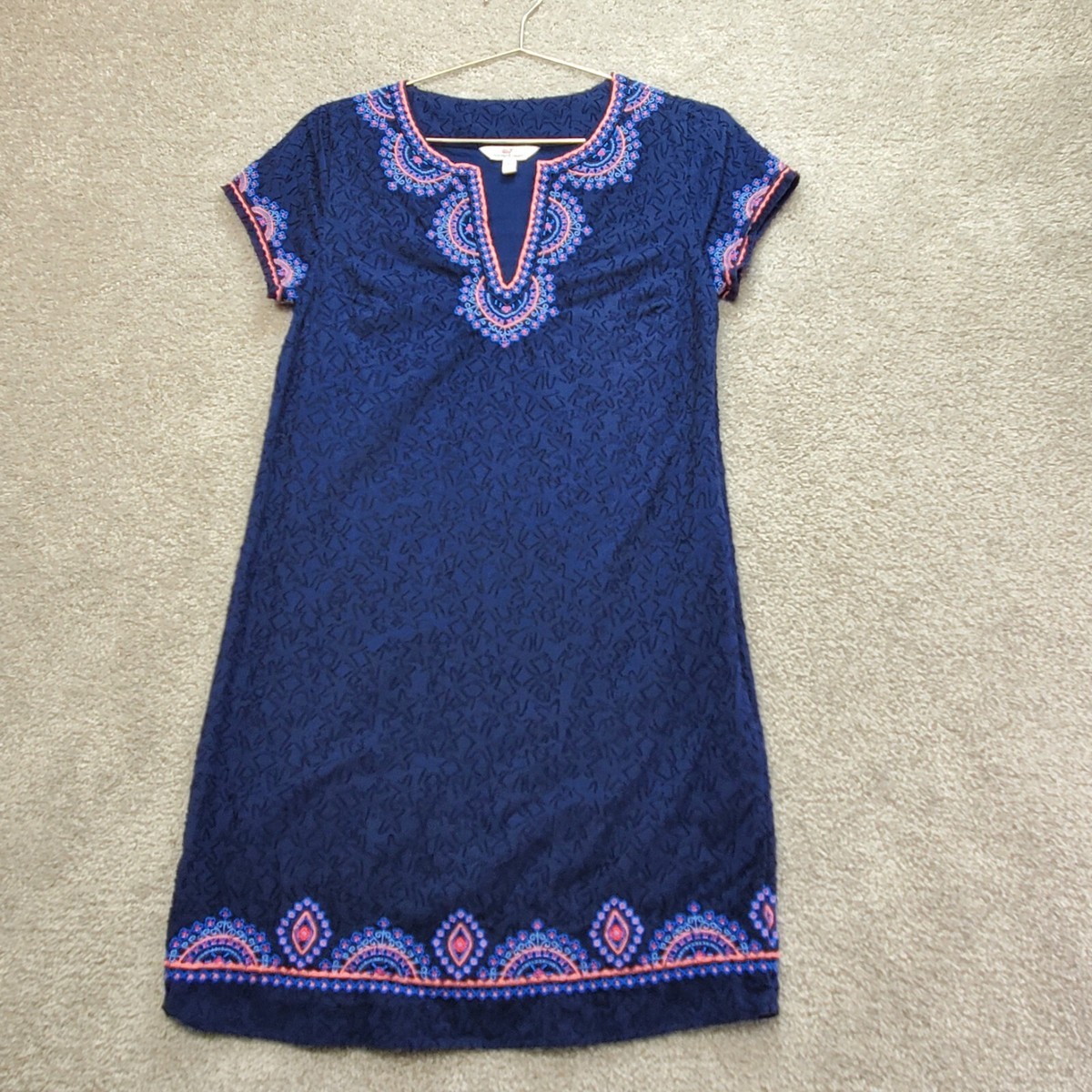 green emerald velvet dress Long Sleeve Lace Hem Dress by Vineyard Vines Cornflower / XS